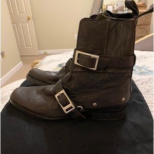 Free People Black Ankle Boots with Buckles